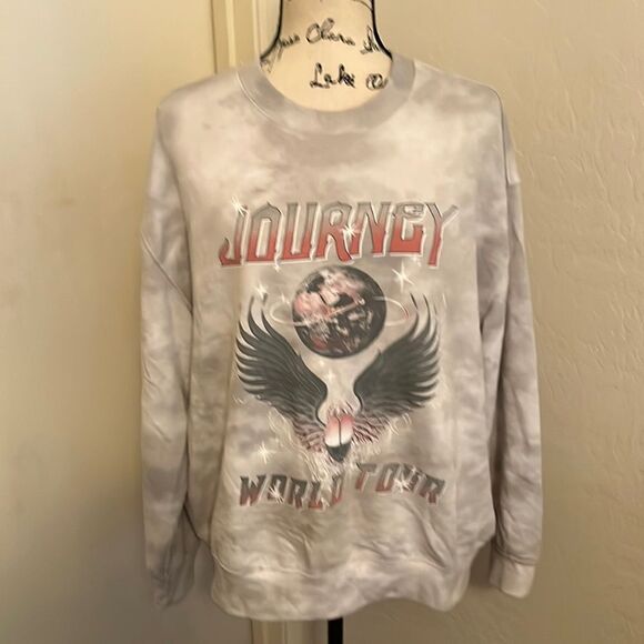 Journey Band Tie Dye World Tour Graphic Pullover Sweatshirt Music Boho - Picture 1 of 8